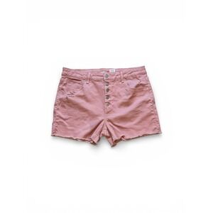 Time and Tru Women's Pink High Rise Button Fly Distressed Denim Shorts Size 16